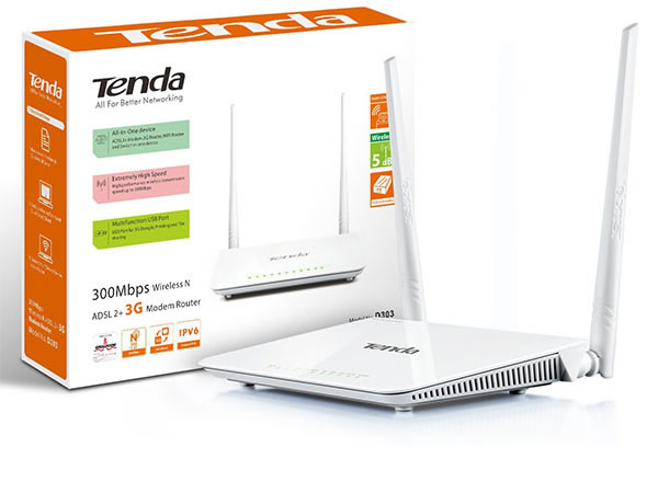 Tenda D303     Broadband CPE    Wireless N300 ADSL2+/3G Modem Router