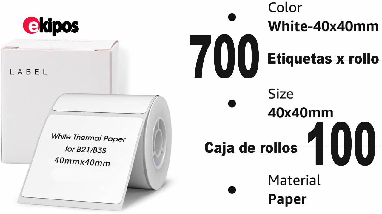 OEM Caja de 100 Rollos de etiquetas  40mm x 40 mm  - Rollo de 700 Etiquetas