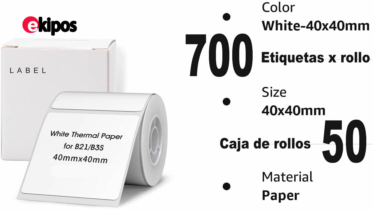 OEM Caja de 50 Rollos de etiquetas  40mm x 40 mm  - Rollo de 700 Etiquetas 