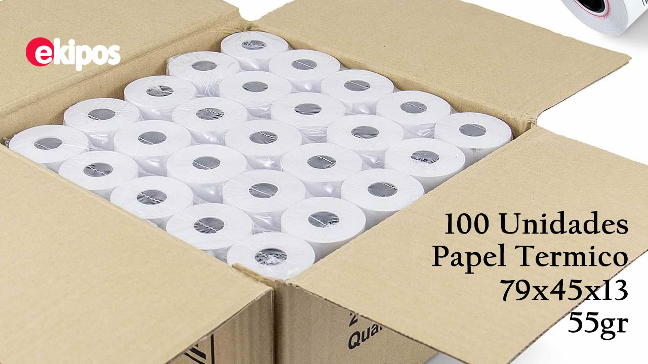 OEM Rollos de papel térmico en blanco 79x45x13  55gr - Caja de 100 Unid.           