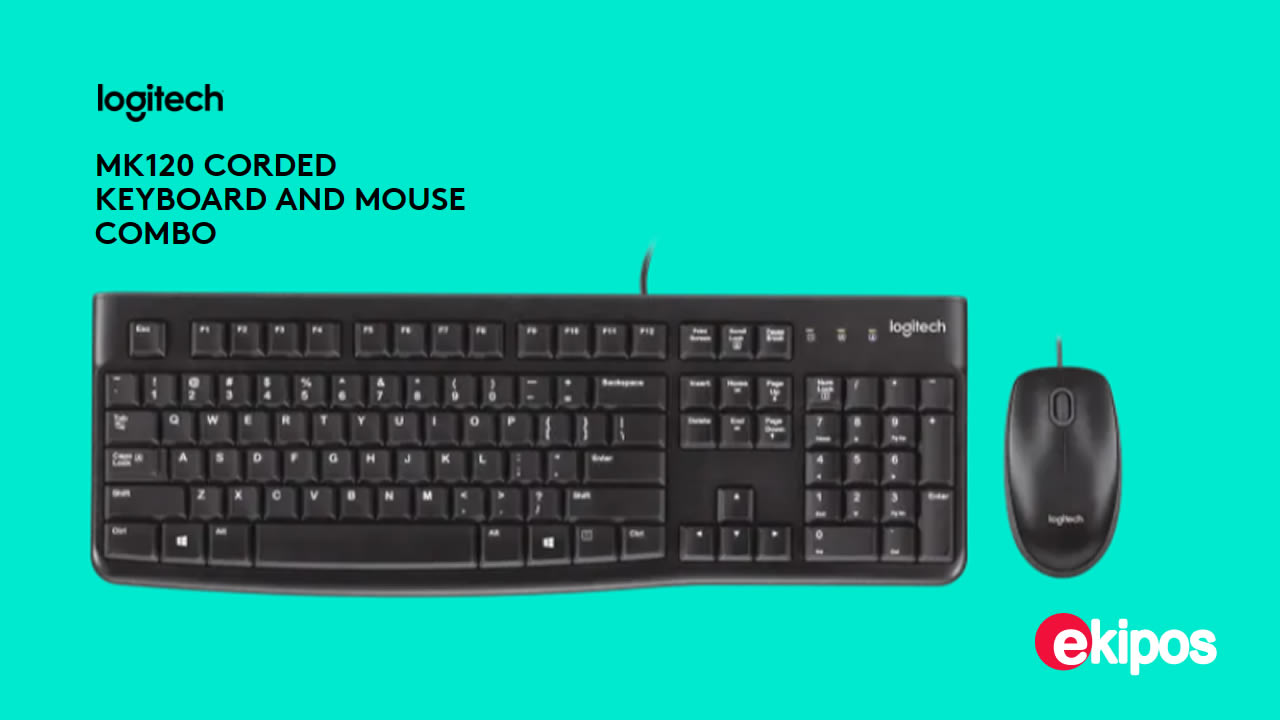 LOGITECH MK120 CORDED KEYBOARD AND MOUSE COMBO