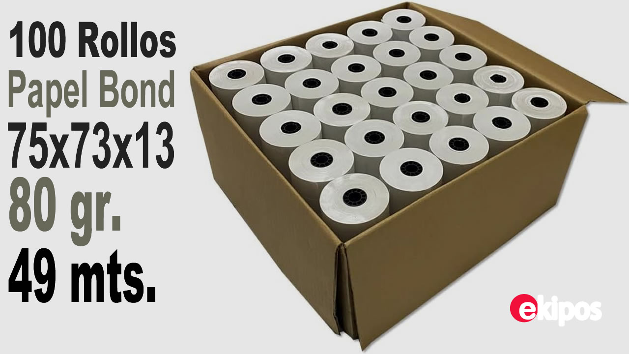 OEM ​Rollos de papel Bond Blanco 75x73x13 80gr L49mts - 100 Unid.      