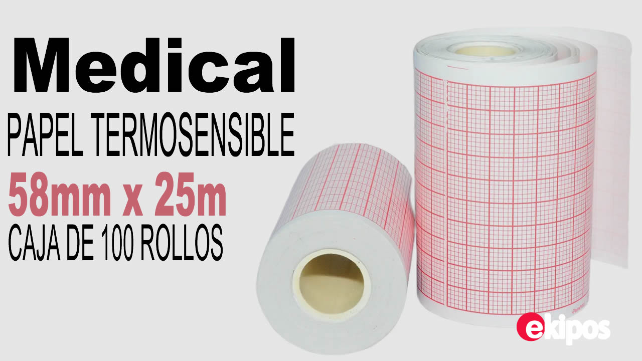 OEM Rollos de Papel Térmico para electrocardiogramas 58mmx25m 55gr - Caja 100 Unid.            