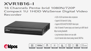 DAHUA XVR1B16-I - DVR de 16 Canales 1080p Lite/ WizSense/ Cooper-I/ H.265+/ 16 Canales+2IP o Hasta 18 Ch IP/ 8 Canales SMD Plus/ Busqueda Inteligente (Humanos y Vehiculos)/ Codificación Inteligente/ 1
