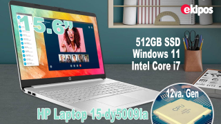 HP Laptop 15-dy5009la+, Intel Core i7, Windows 11, 16GB RAM, 512GB SSD, HD 15 Pulgadas, Teclado en Español