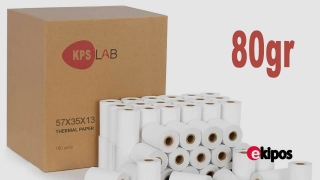 Rollos de papel térmico en blanco con impresión personalizada en reverso  57mm ancho 35mm diámetro 13mm buje  80gr - Caja de 100 Unidades                   